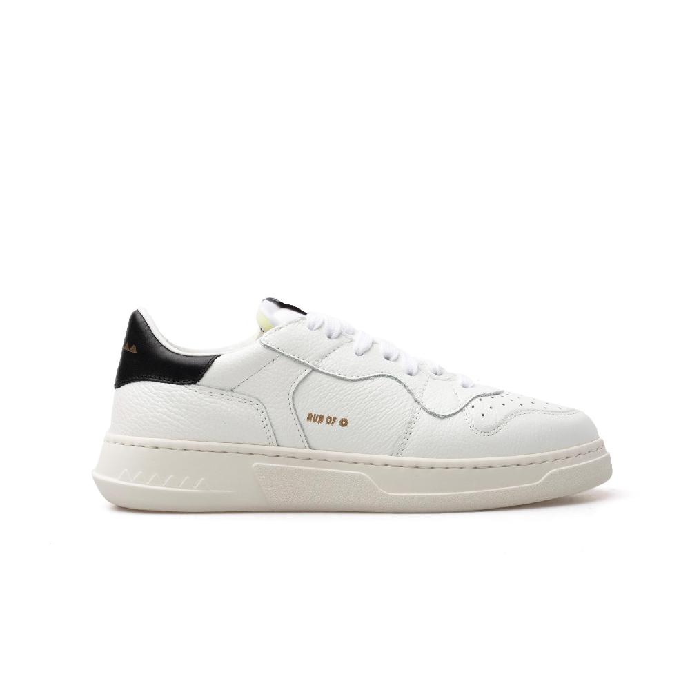 RUN OF Classic BK sneakers in pelle bianca con talloncino in pelle nera Shopping Online