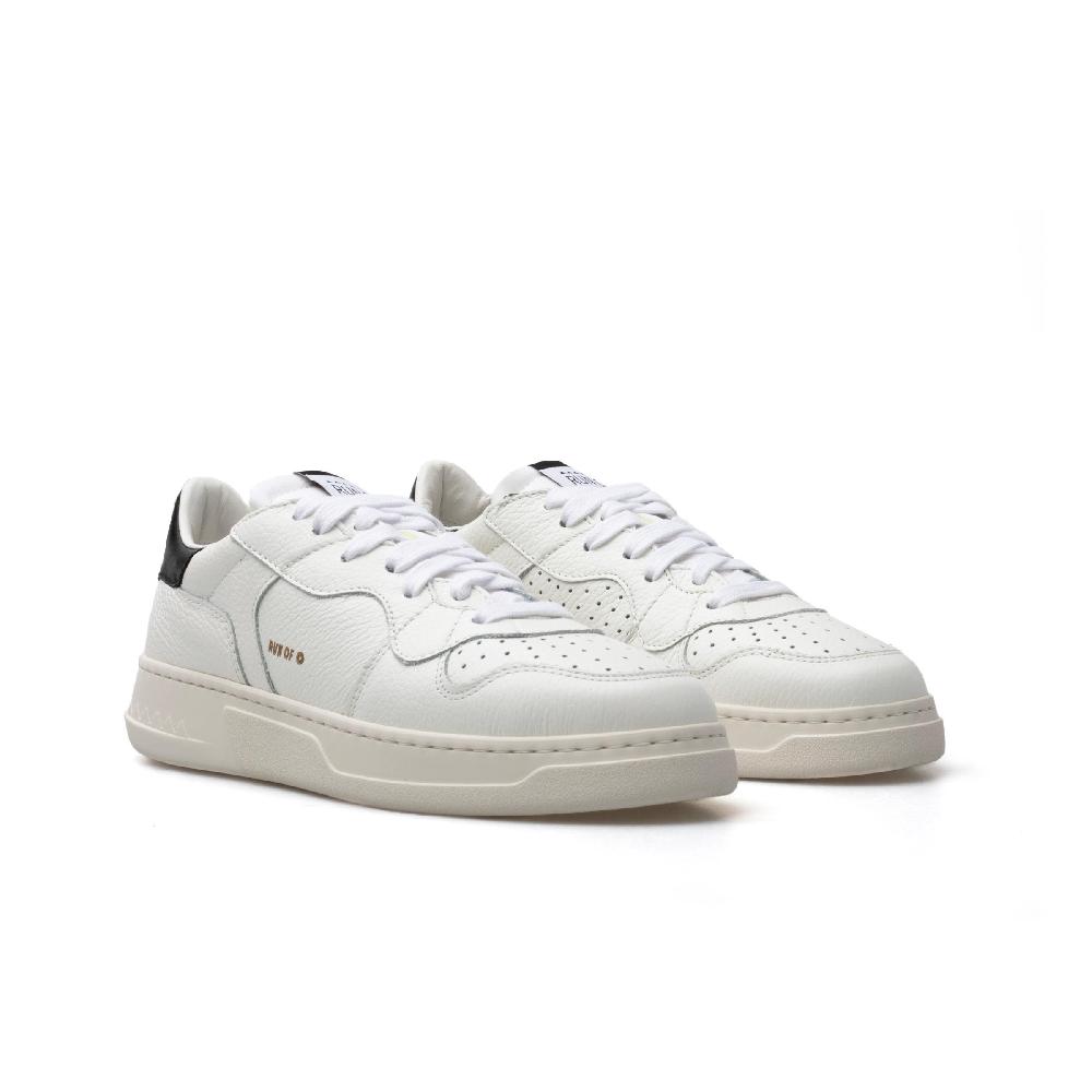 RUN OF Classic BK sneakers in pelle bianca con talloncino in pelle nera Shopping Online