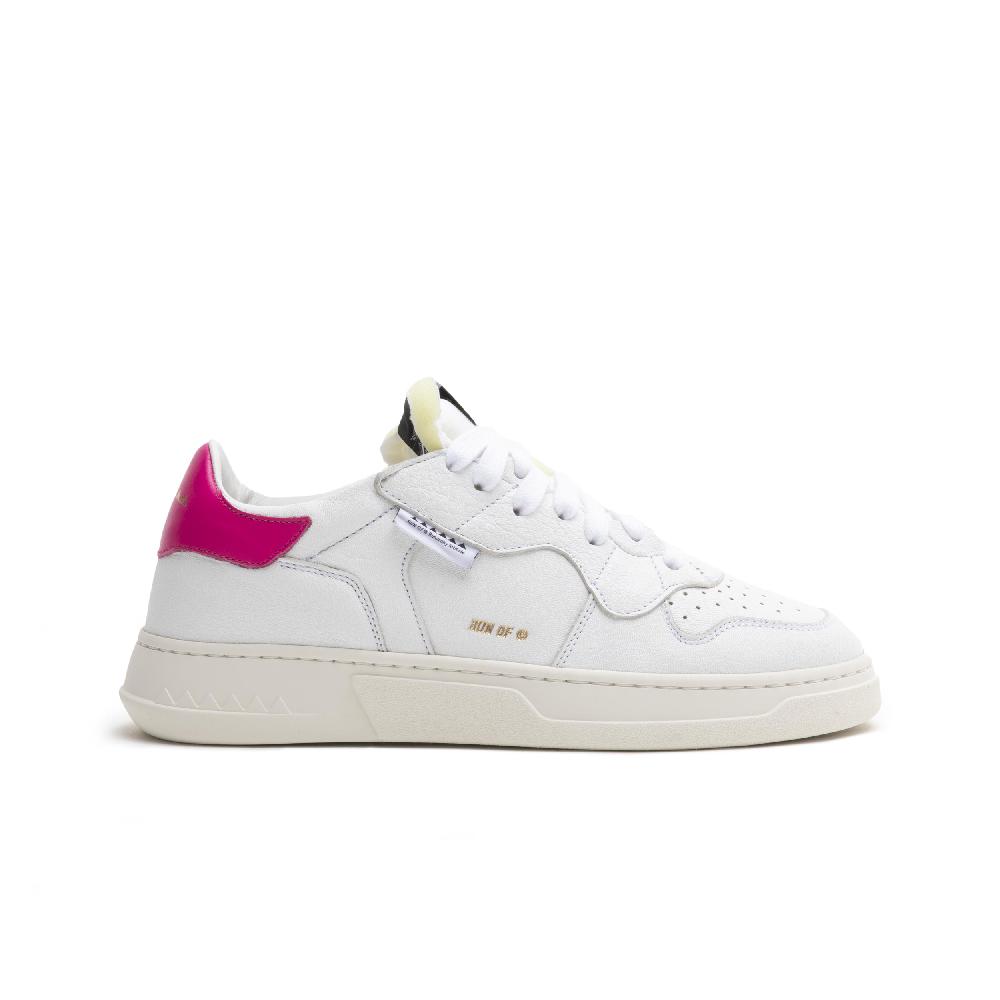 RUN OF Classic PK sneakers in pelle bianca con talloncino in pelle rosa Affare Del Giorno