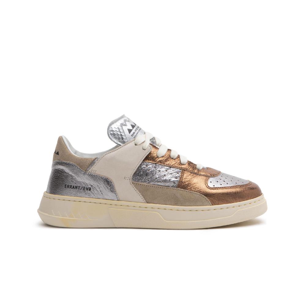 RUN OF Bronze sneakers in pelle colorata metallizzata e pelle scamosciata Sottocosto
