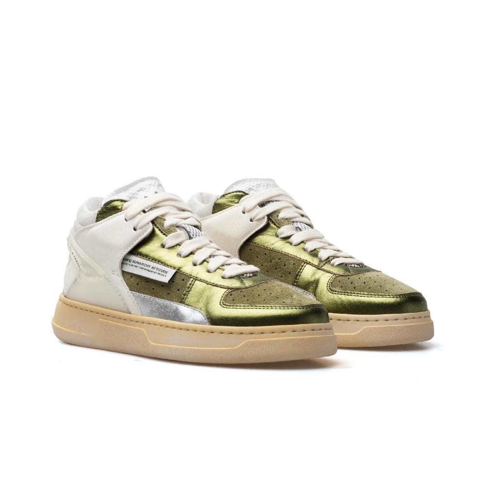RUN OF Bessmer Mid sneakers mid in pelle di colori metallizzati Novità