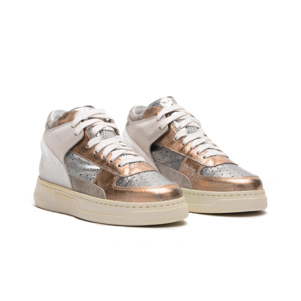 RUN OF Bronze Mid sneakers mid in pelle di colori metallizzati Presa