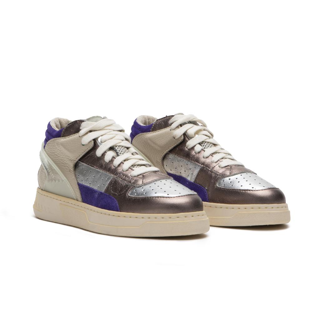 RUN OF Metal Punk sneakers mid in pelle di colori metallizzati Offerta
