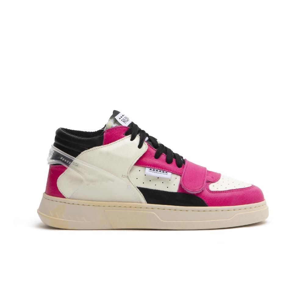 RUN OF Violet sneakers in pelle fuxia bianca e nera Online