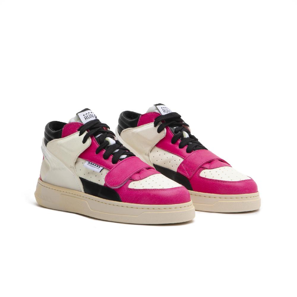 RUN OF Violet sneakers in pelle fuxia bianca e nera Online