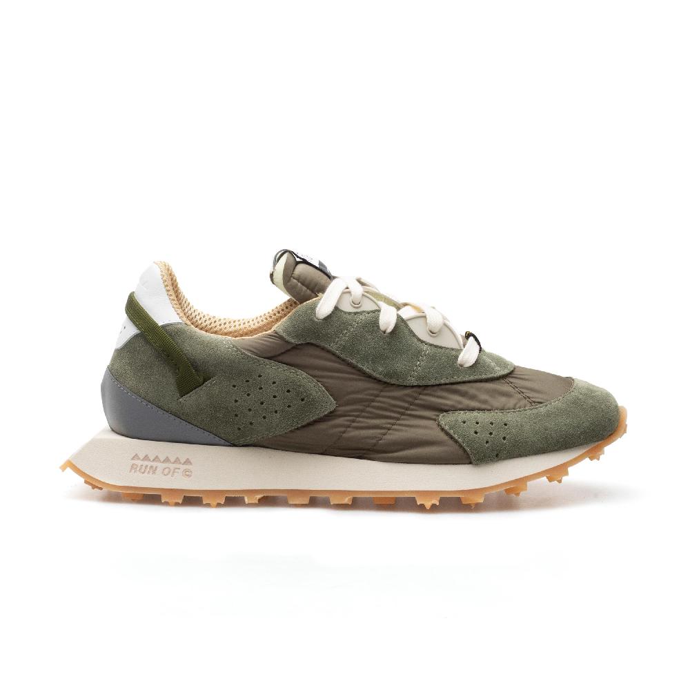 RUN OF Bosco sneakers in pelle scamosciata e nylon verde militare Outlet