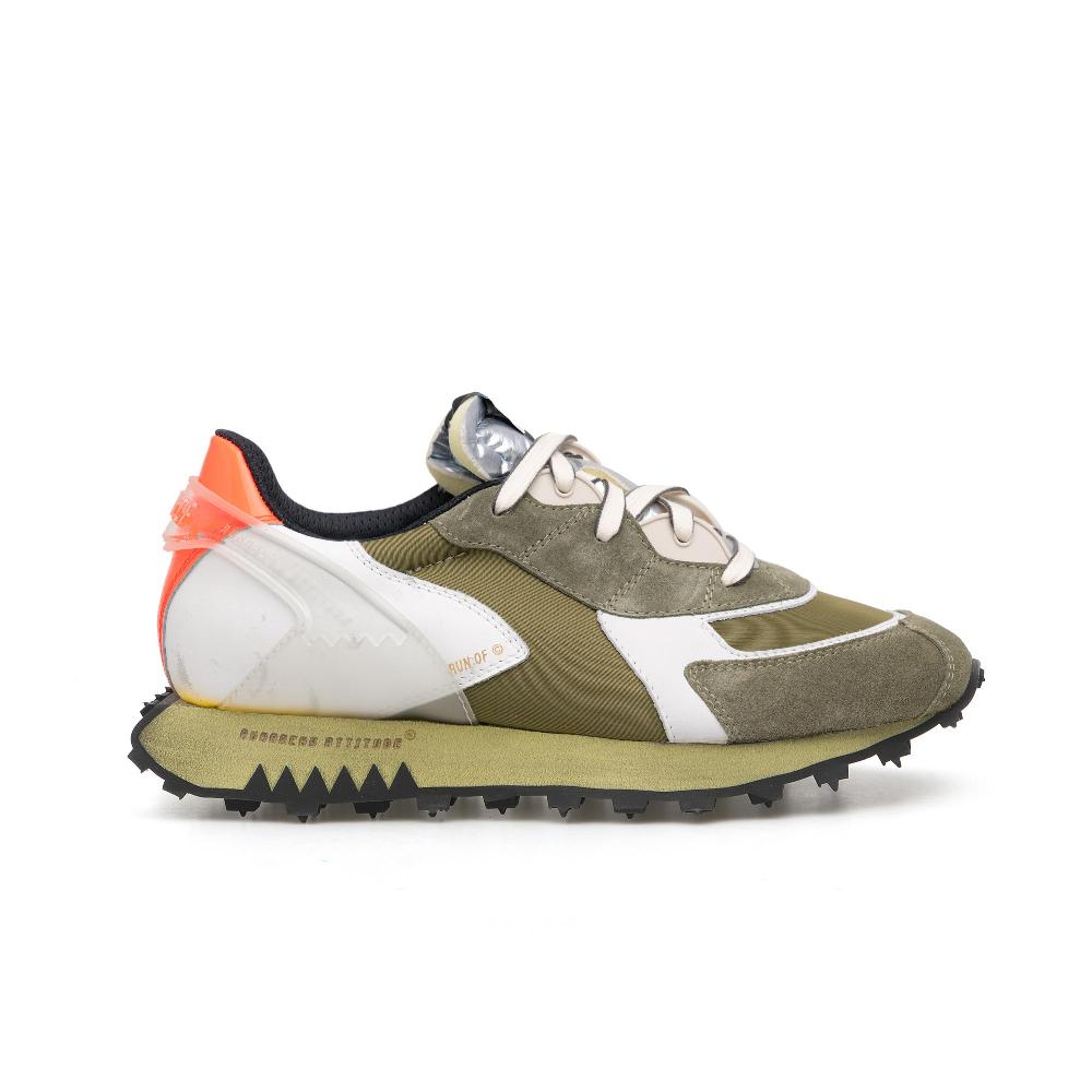 RUN OF Helmut sneakers in pelle e nylon con suola gialla In Saldo