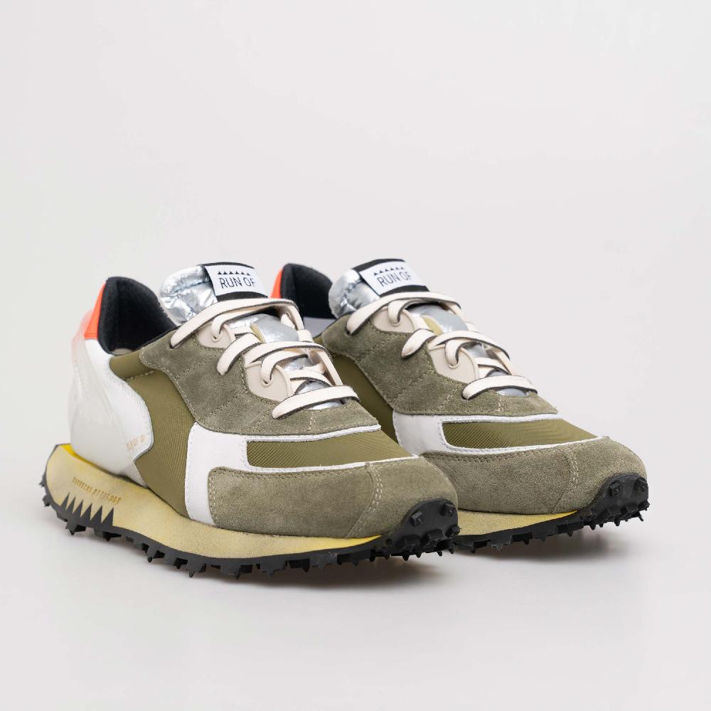 RUN OF Helmut sneakers in pelle e nylon con suola gialla In Saldo