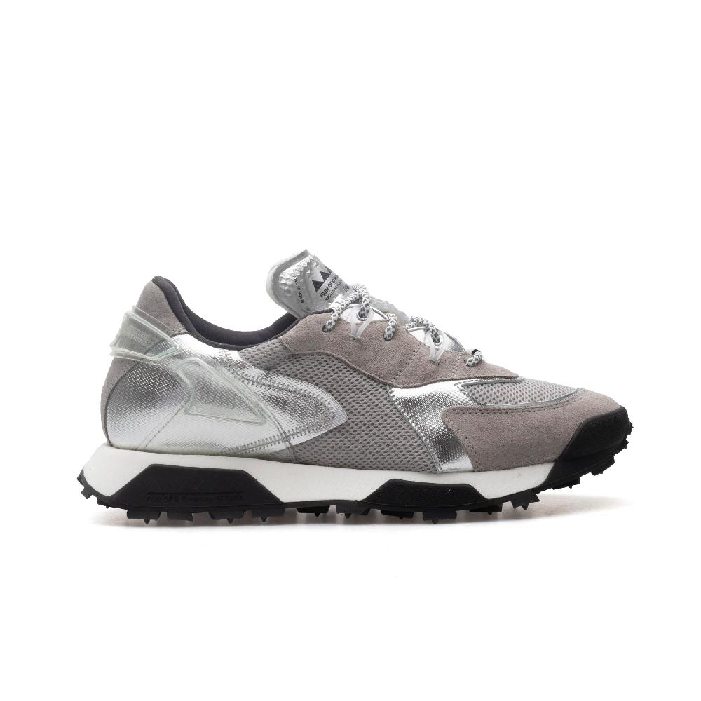 RUN OF R-Silver sneakers in pelle scamosciata e mesh grigio tessuto sintetico argento Consegna Veloce
