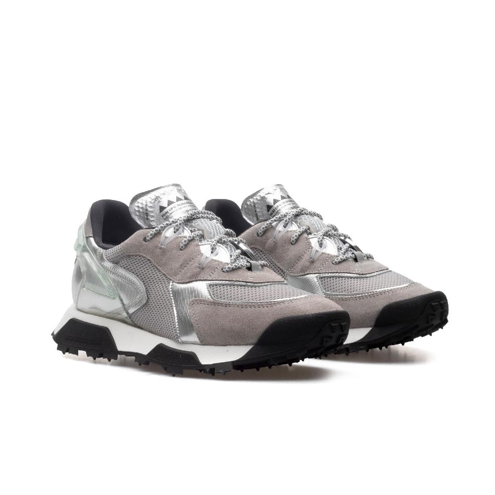 RUN OF R-Silver sneakers in pelle scamosciata e mesh grigio tessuto sintetico argento Consegna Veloce