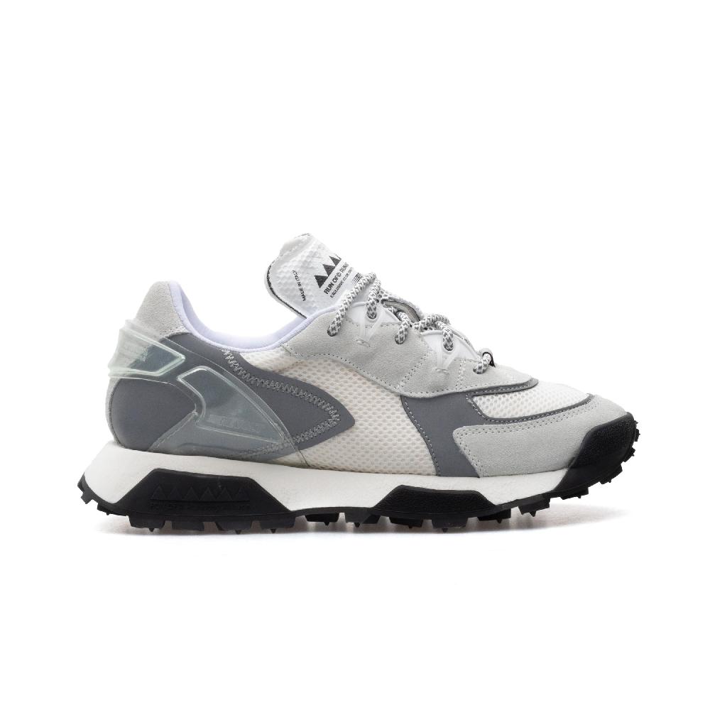 RUN OF R-White sneakers in pelle scamosciata grigio chiaro e mesh bianco Promozione Limitata