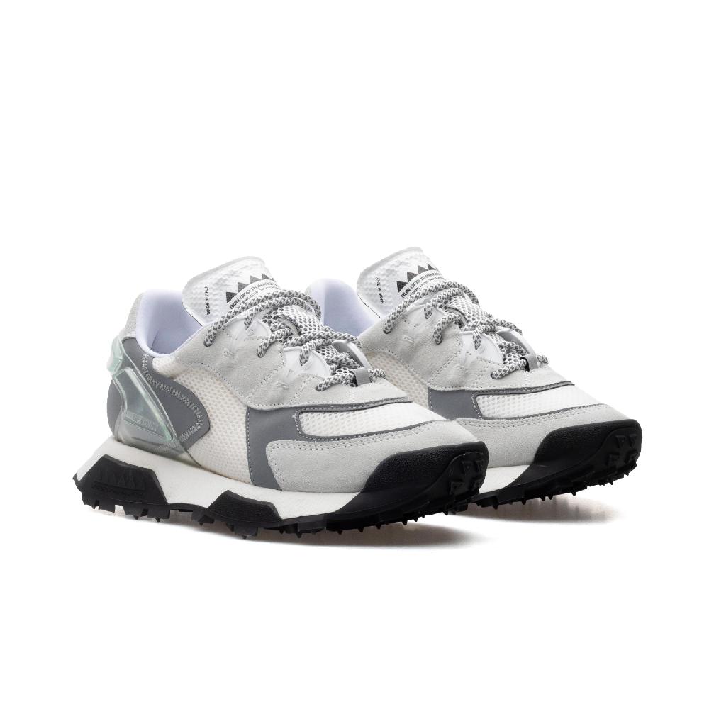 RUN OF R-White sneakers in pelle scamosciata grigio chiaro e mesh bianco Promozione Limitata