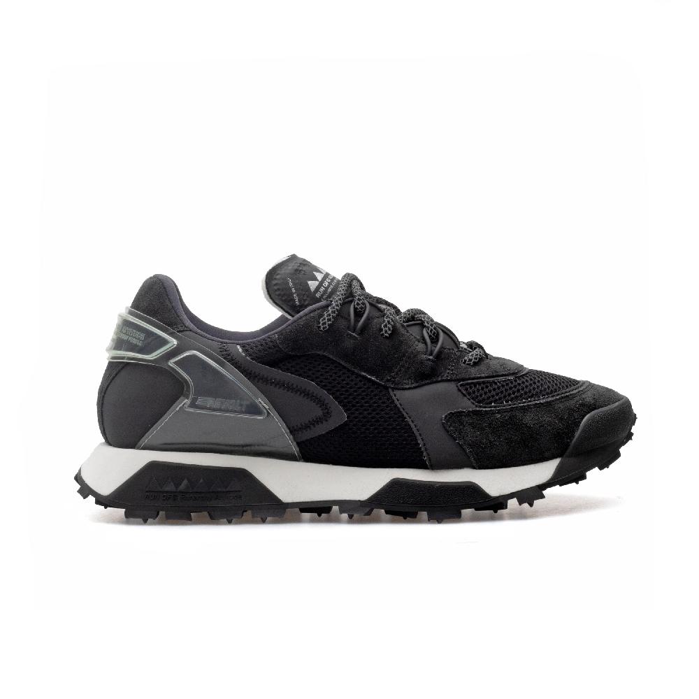 RUN OF R-Black sneakers in pelle scamosciata nera e mesh nero Fino Al -60%