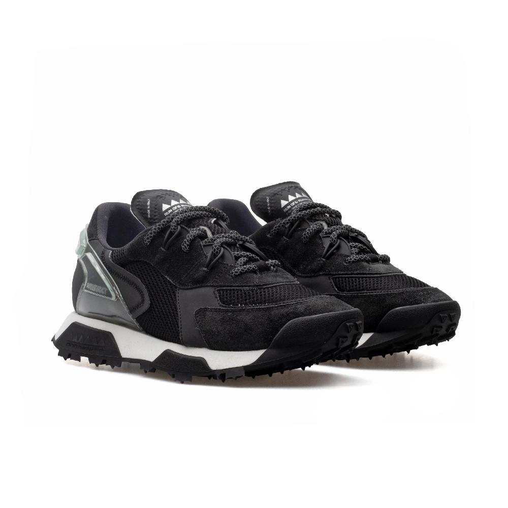 RUN OF R-Black sneakers in pelle scamosciata nera e mesh nero Fino Al -60%