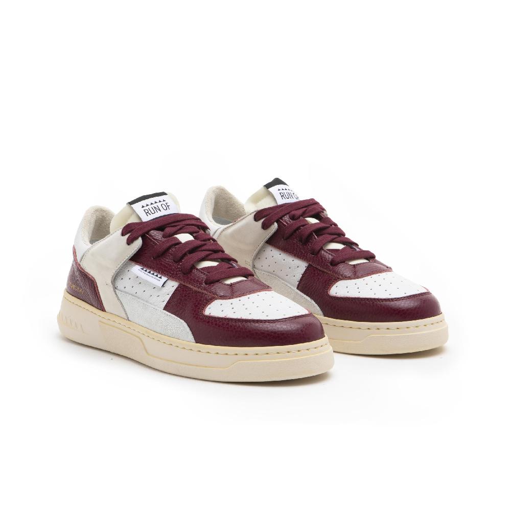 RUN OF Detroit/Three sneakers in pelle bordeaux e bianca | % Prezzo Ridotto