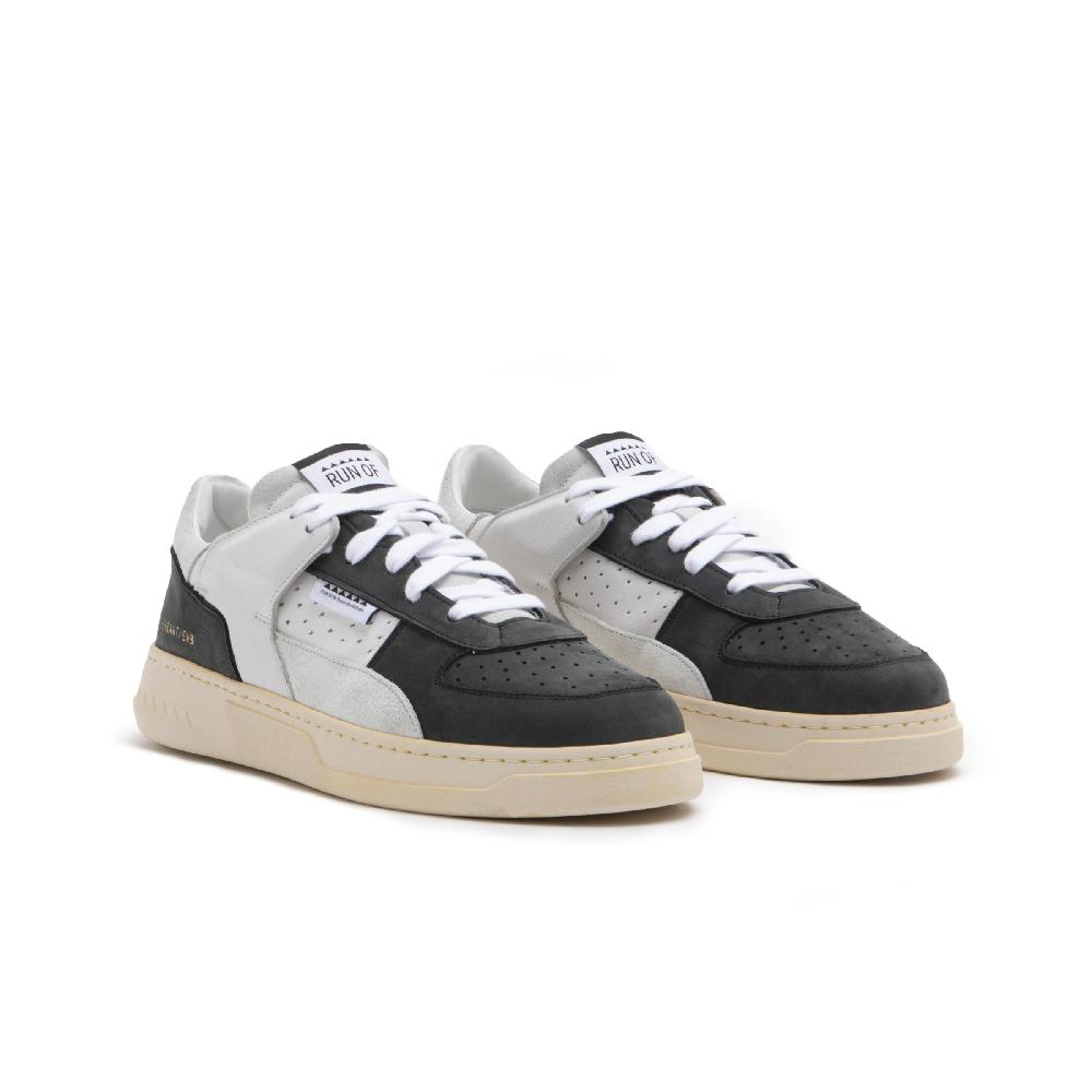 RUN OF Buio sneakers | in pelle bianca e nera con talloncino bianco % Sottocosto