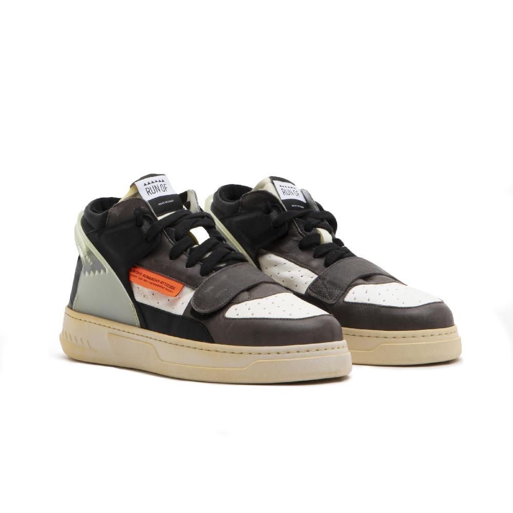 RUN OF Legend/One sneakers mid in pelle bianca e grigio scuro Qualità Garantita