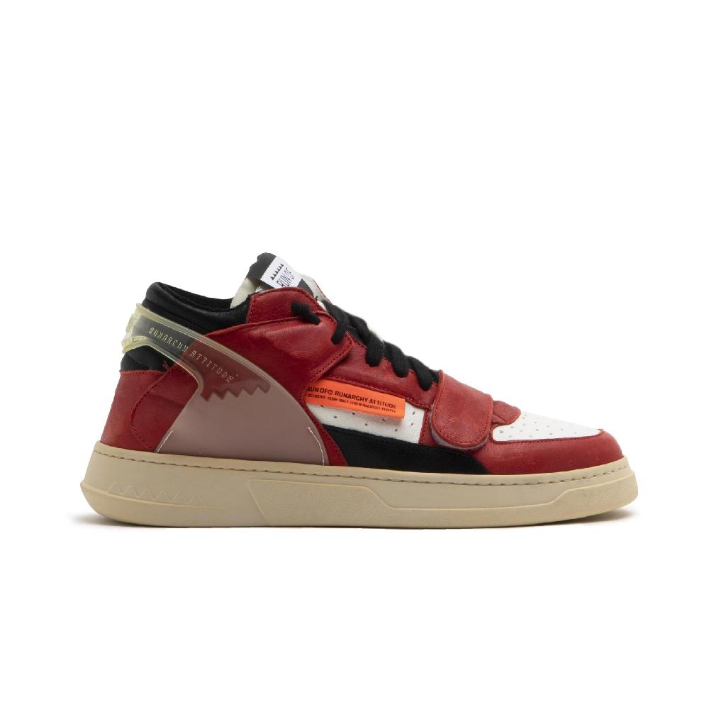 RUN OF Legend/Two sneakers medie in pelle bianca e rossa Presa