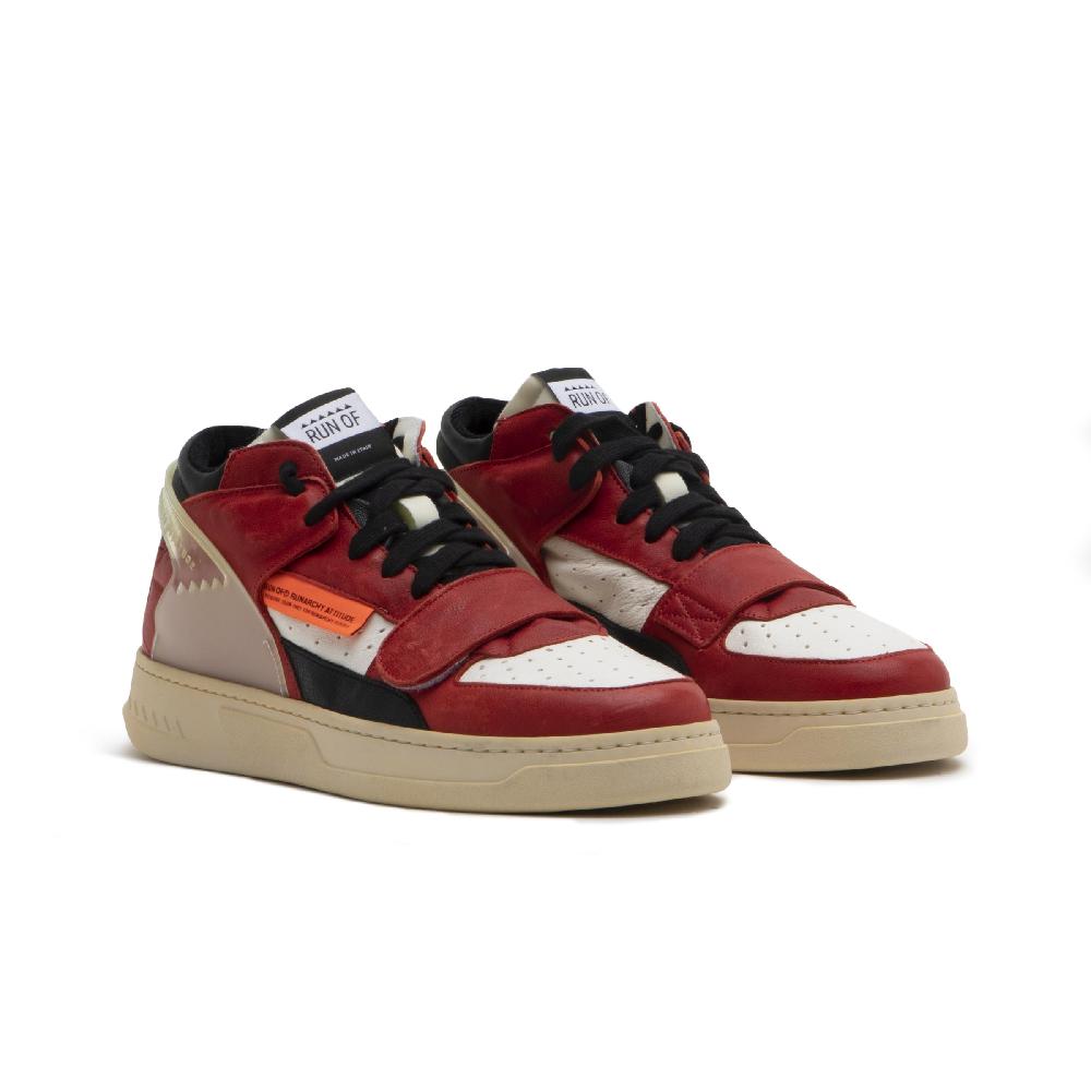 RUN OF Legend/Two sneakers medie in pelle bianca e rossa Presa