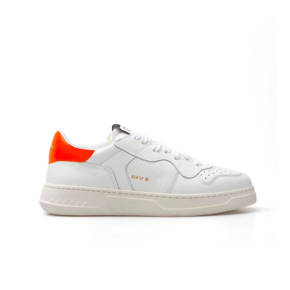 RUN OF Classic AF1 sneakers in pelle bianca con talloncino in pelle arancione Economico