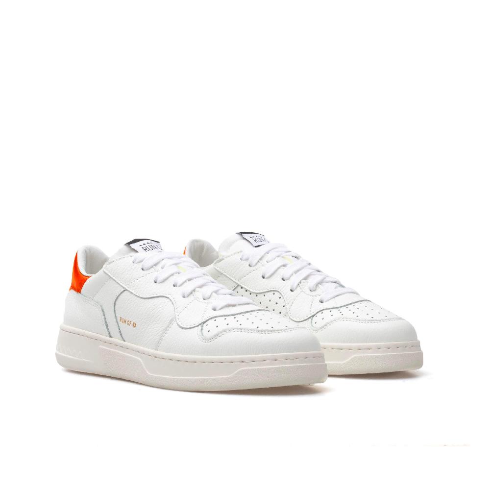RUN OF Classic AF1 sneakers in pelle bianca con talloncino in pelle arancione Economico