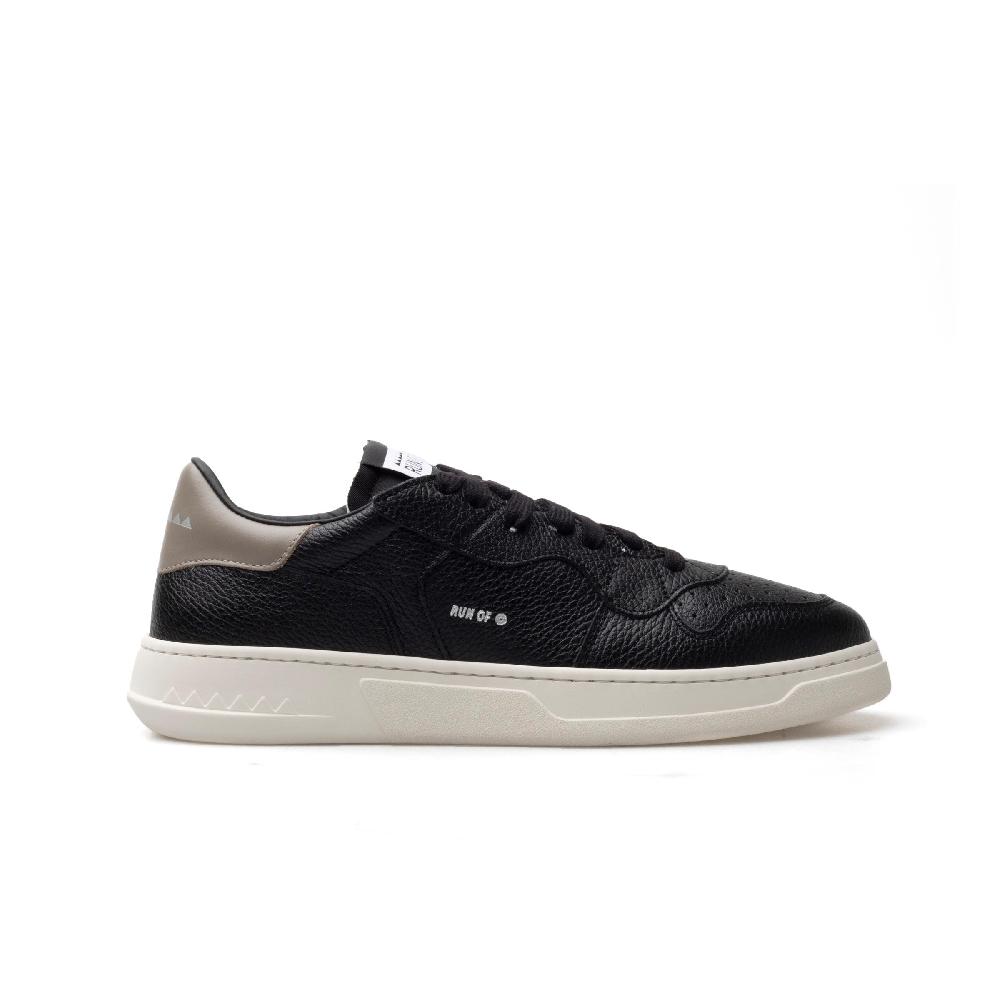 RUN OF Classen TP sneakers in pelle nera con talloncino color tortora Outlet