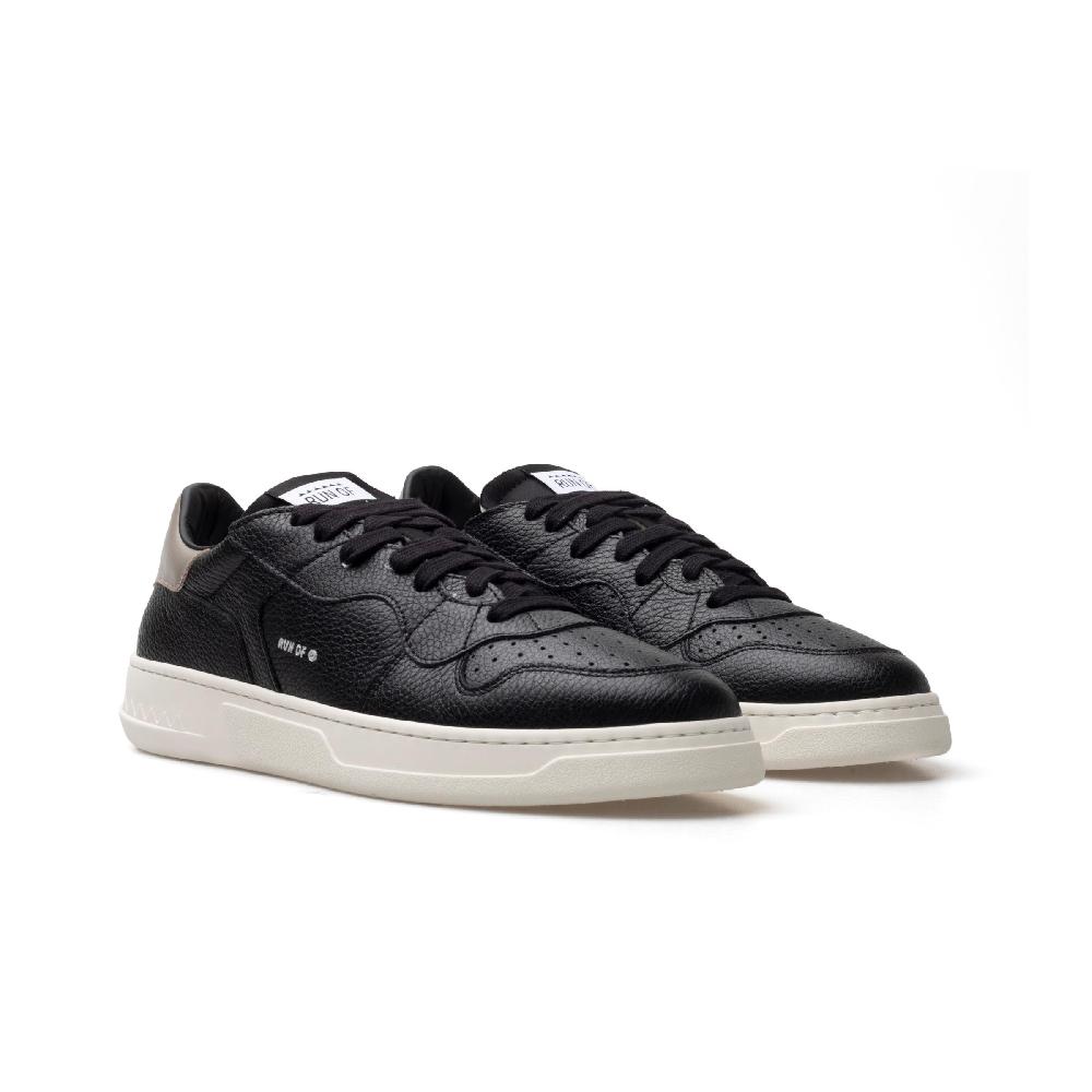 RUN OF Classen TP sneakers in pelle nera con talloncino color tortora Outlet
