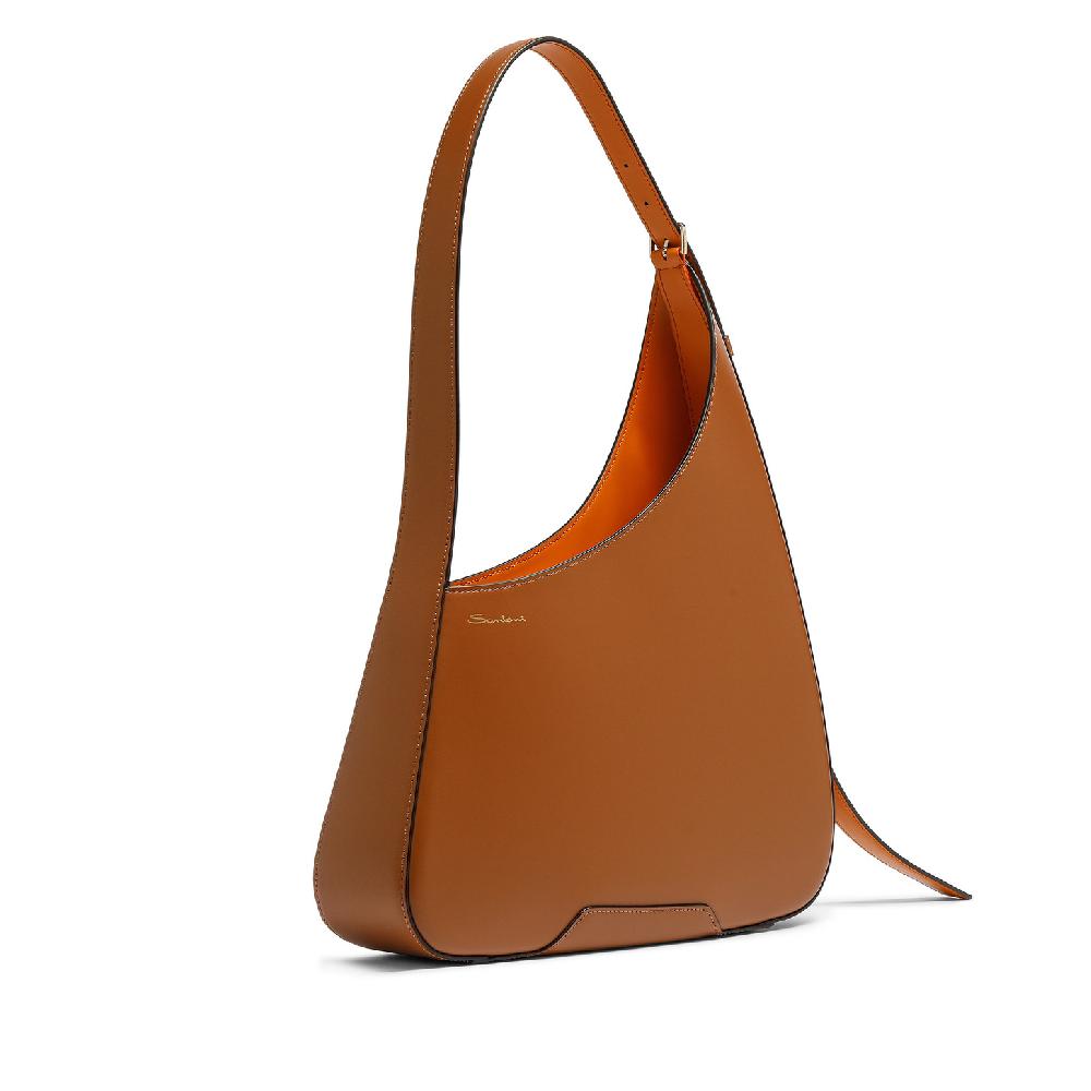 Santoni Borsa a spalla The Pluto Hobo in pelle marrone Vendita Economica