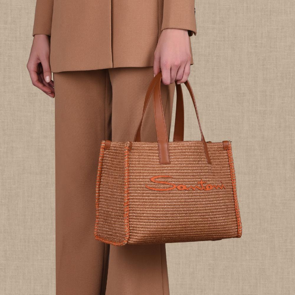 Santoni Borsa tote in rafia marrone I Più Venduti
