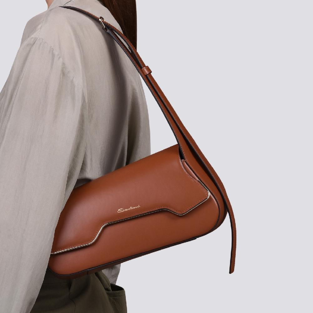 Santoni Borsa ThePluto in pelle marrone Vendite Flash