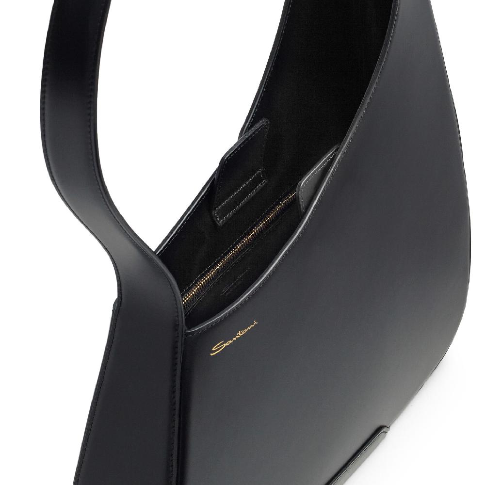 Santoni Borsa ThePluto a spalla in pelle nera Nuova