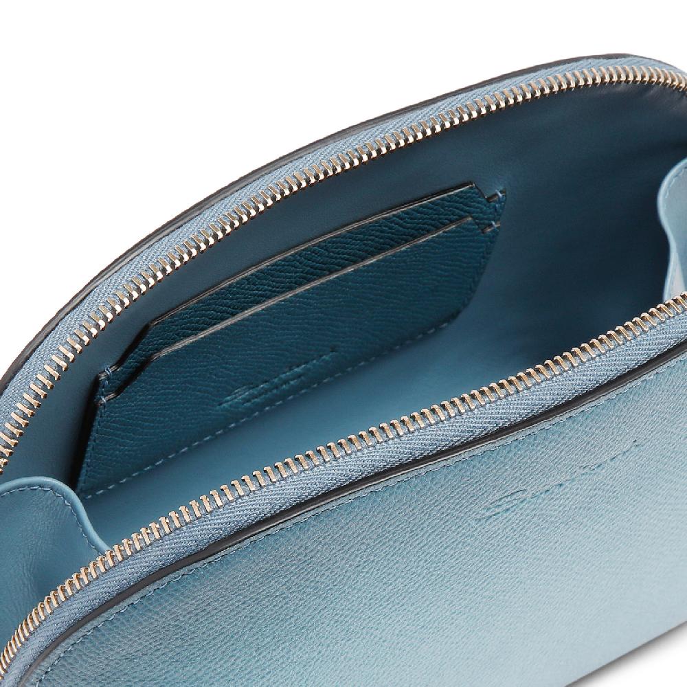Santoni Pouch in Saffiano azzurro Italia