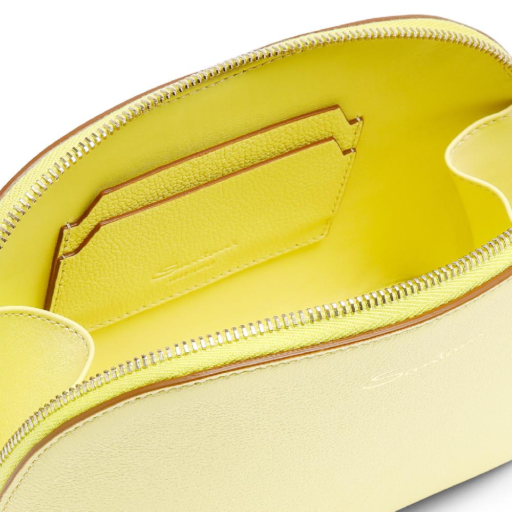 Santoni Pouch in pelle bottalata gialla Nuovo