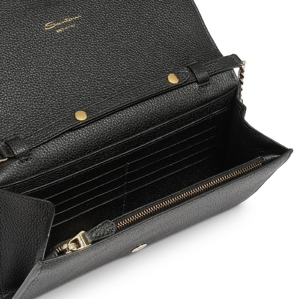 Santoni Borsa a tracolla in pelle nera Vendita