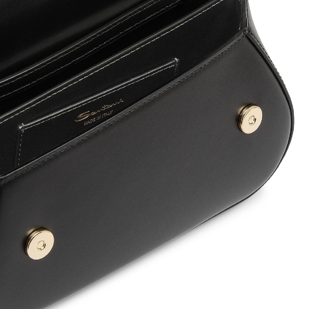 Santoni Borsa ThePluto a tracolla in pelle nera Spedizione Gratuita
