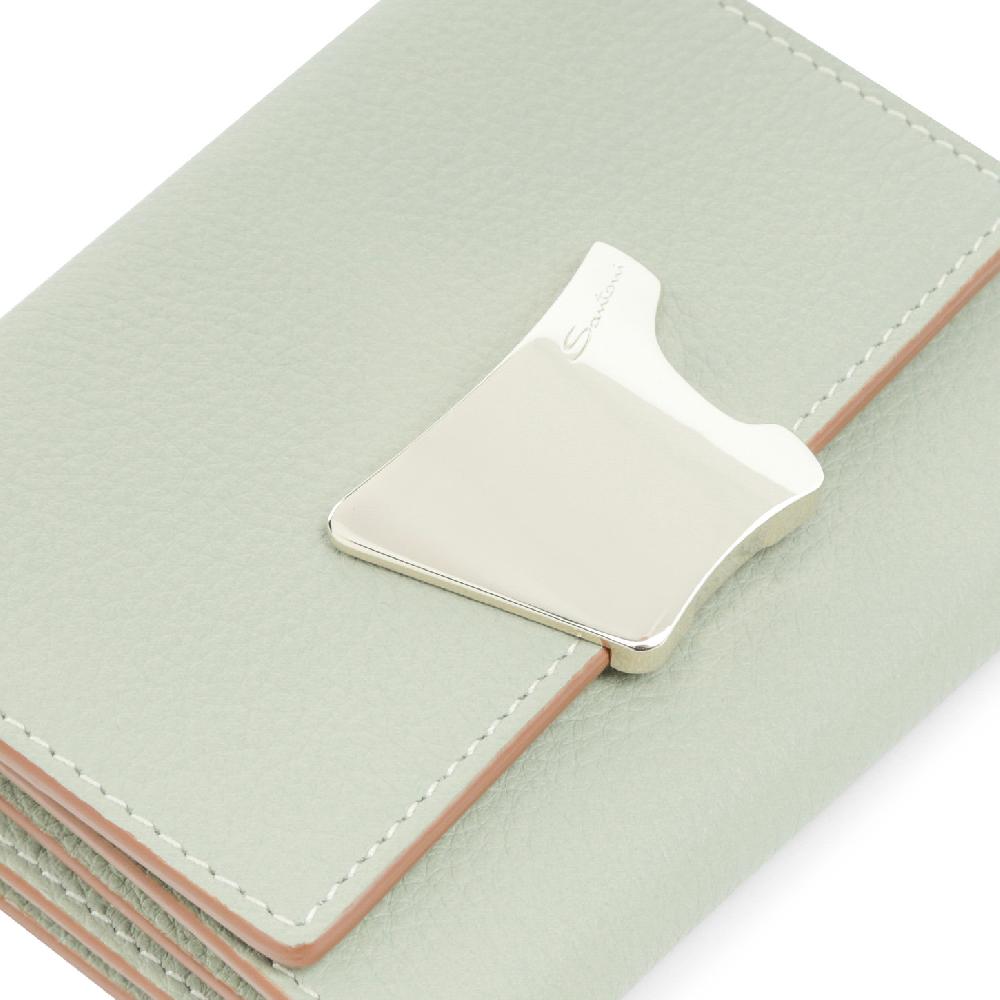 Santoni Portafoglio con porta monete in pelle bottalata verde Soddisfazione Garantita