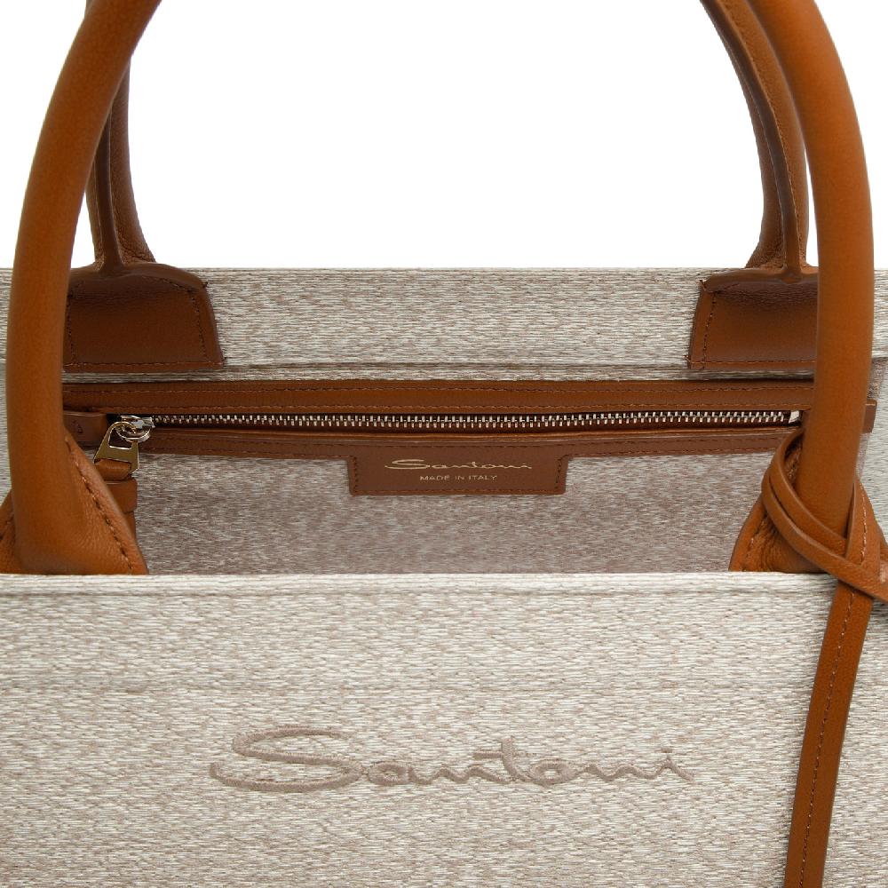 Santoni Shopping bag in tessuto beige Fino Al -60%