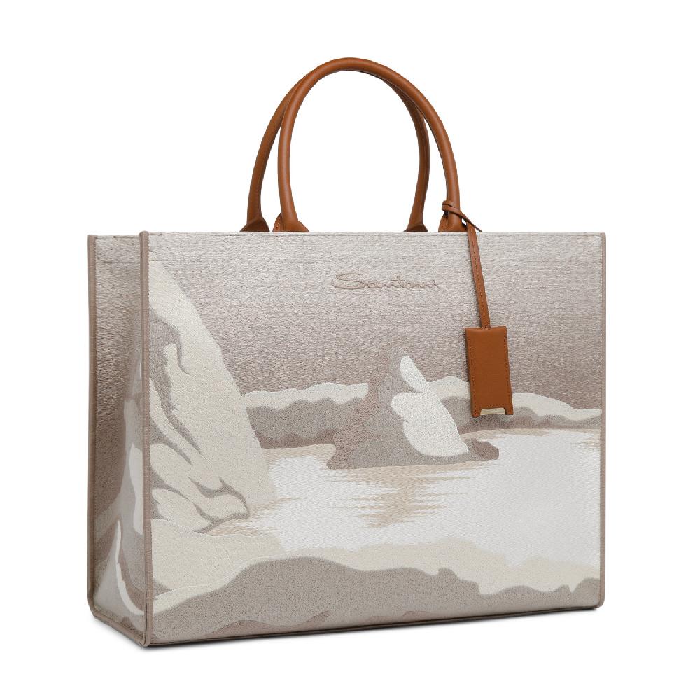 Santoni Shopping bag in tessuto beige Fino Al -60%