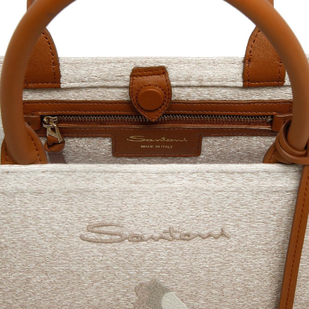 Santoni Borsa tote media in tessuto beige Shopping Online