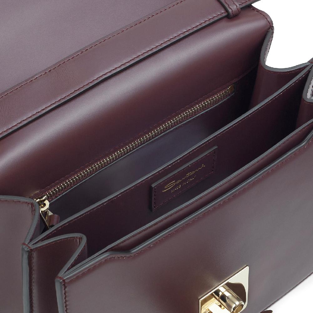 Santoni Borsa a tracolla in pelle bordeaux Prezzo Ridotto