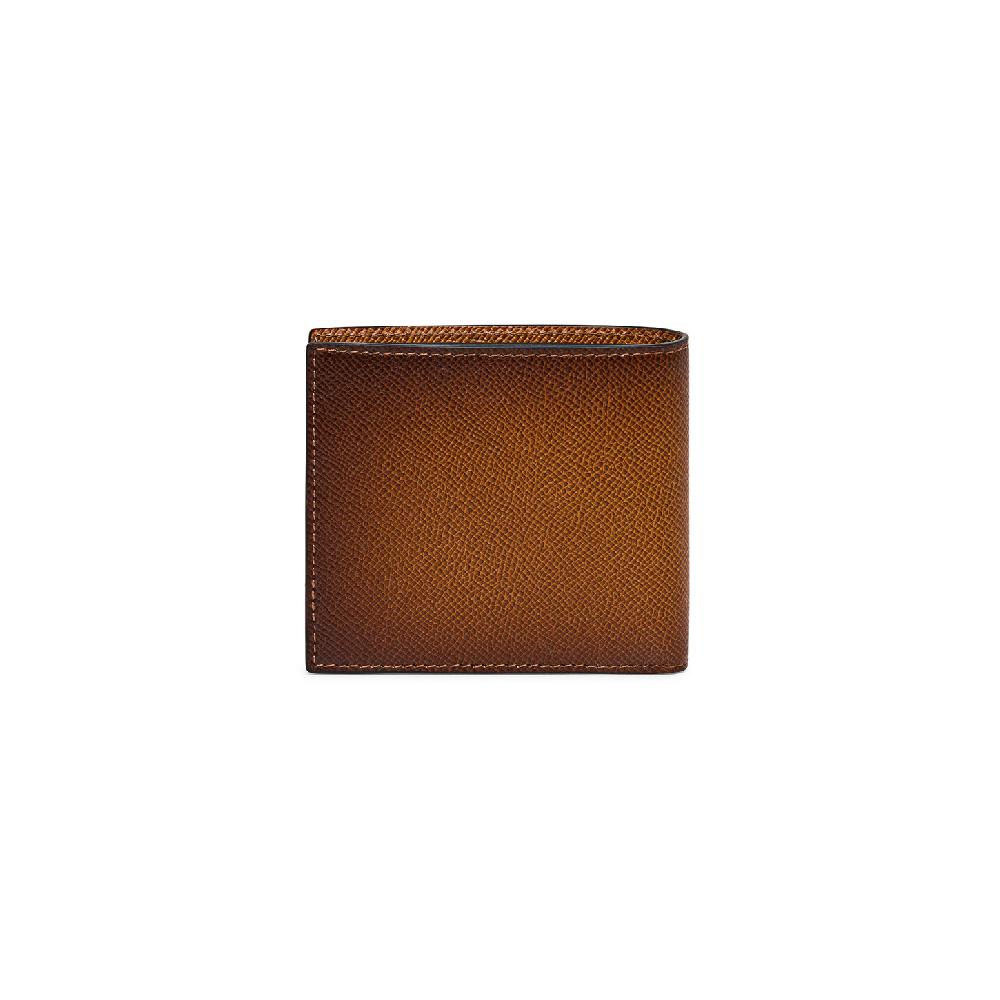 Santoni Portafoglio con porta monete in saffiano marrone Sottocosto