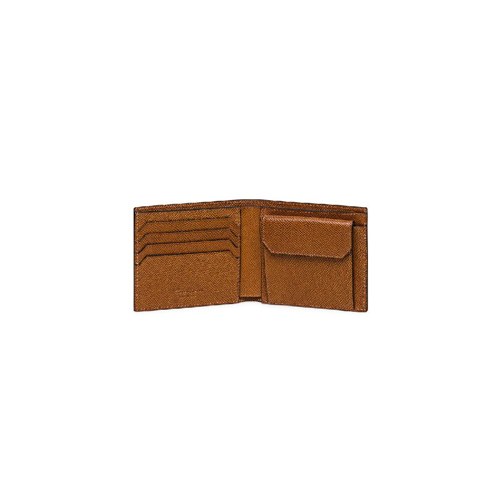 Santoni Portafoglio con porta monete in saffiano marrone Sottocosto