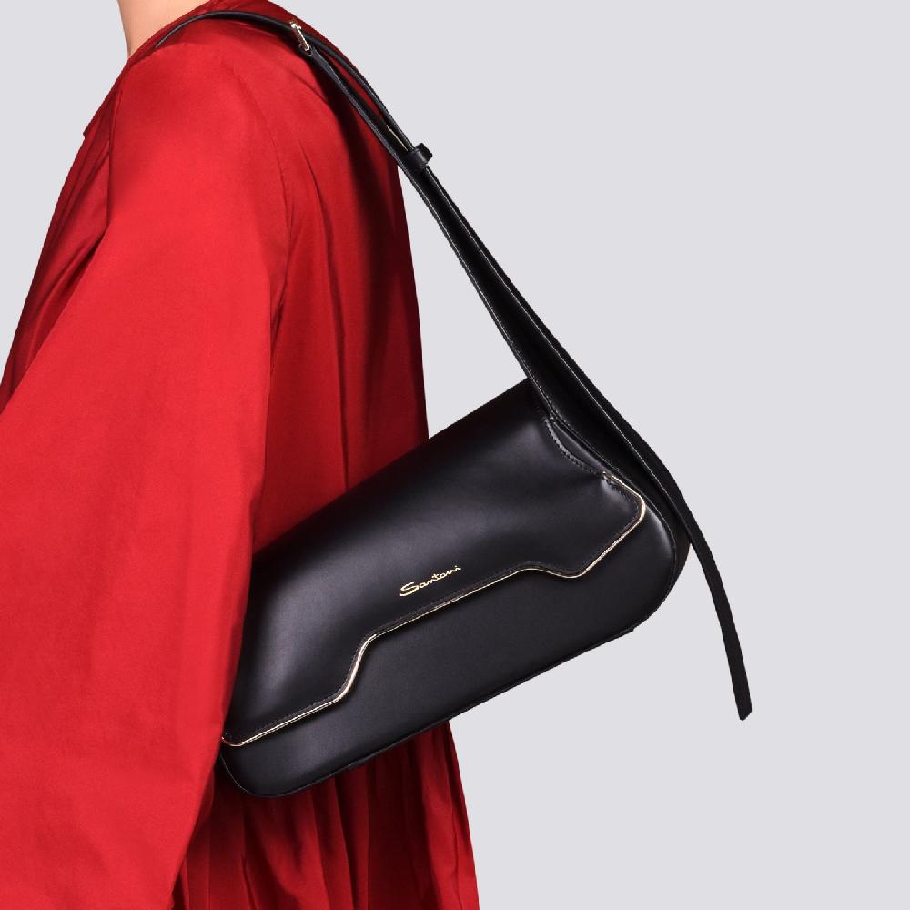Santoni Borsa ThePluto in pelle nera Convenienza