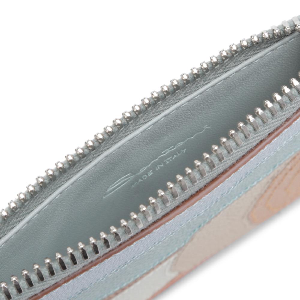 Santoni Porta monete in Saffiano azzurro Outlet
