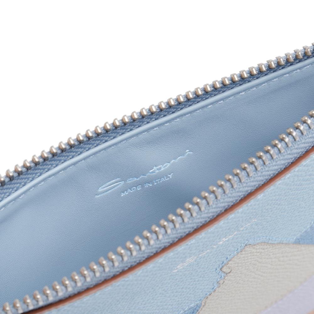 Santoni Pouch piccola in Saffiano azzurro Offerte
