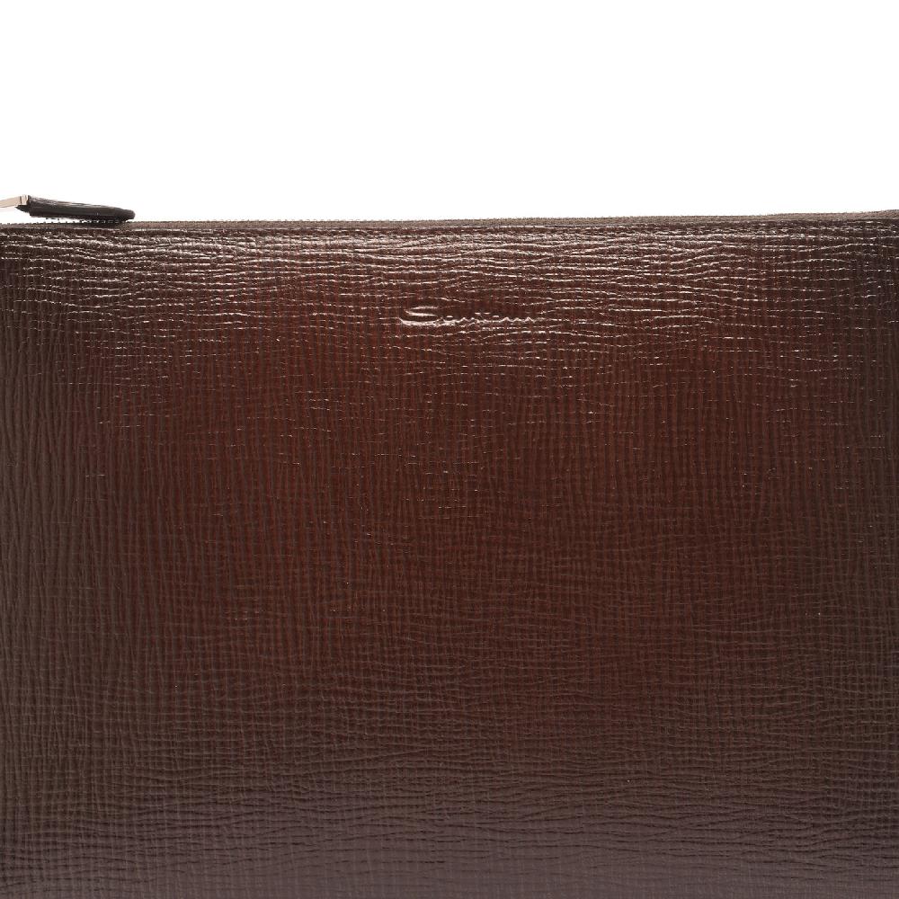 Santoni Pouch in pelle stampata testa di moro Vendita Calda