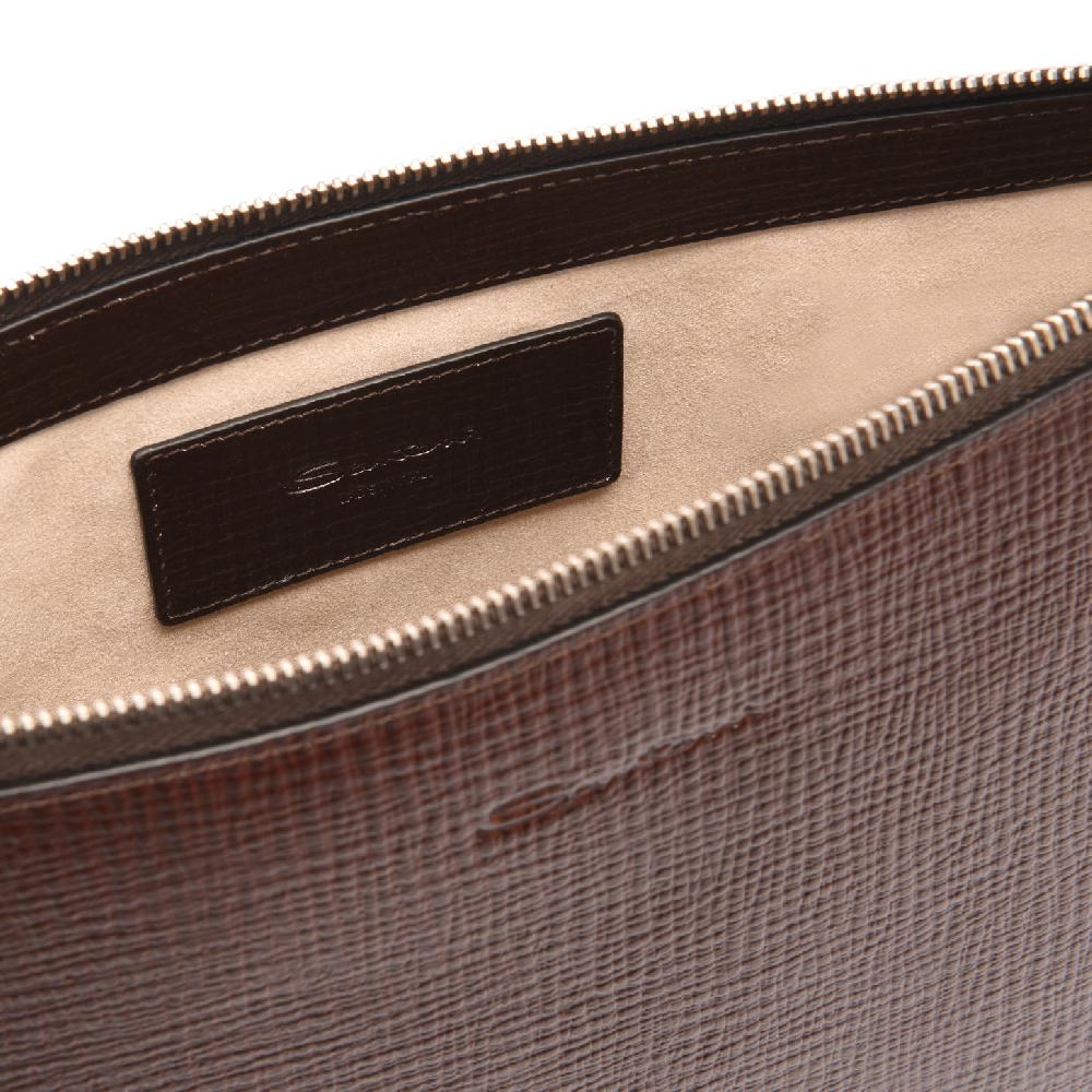 Santoni Pouch in pelle stampata testa di moro Vendita Calda
