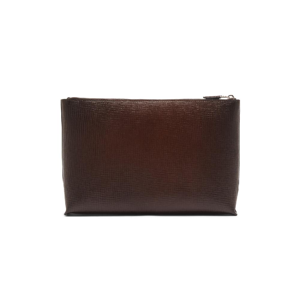 Santoni Pouch in pelle stampata testa di moro Vendita Calda