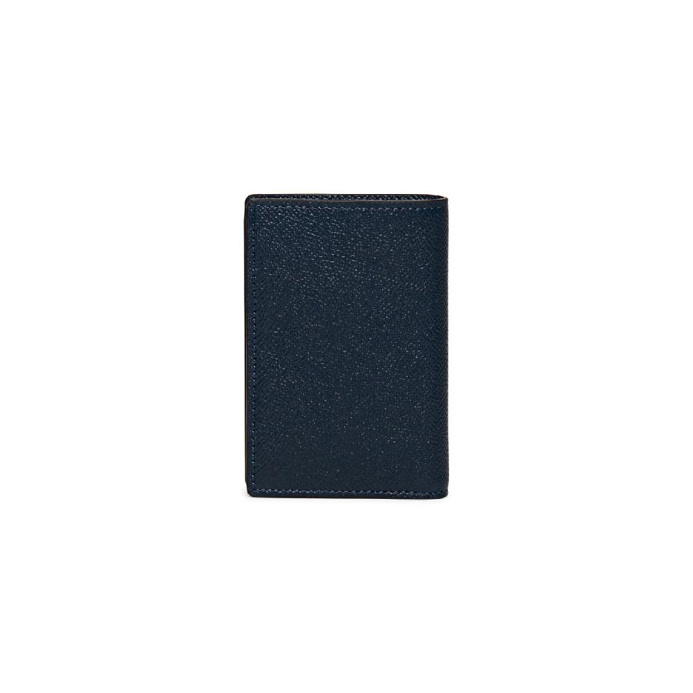 Santoni Portafoglio verticale in saffiano blu Vendita Economica