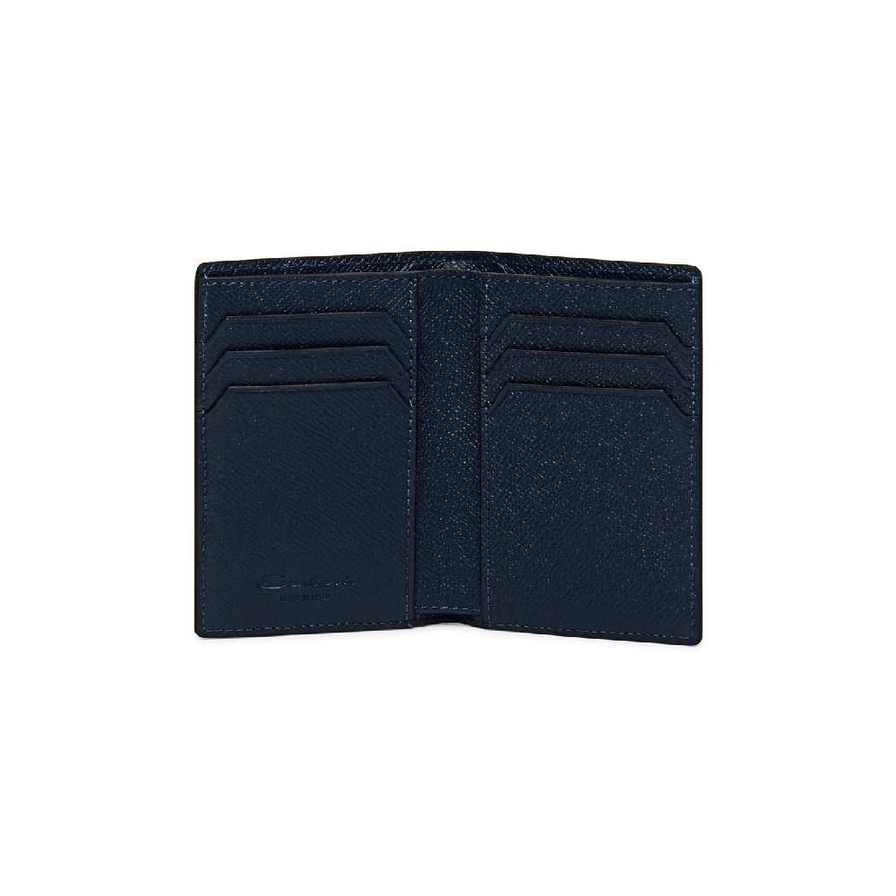 Santoni Portafoglio verticale in saffiano blu Vendita Economica